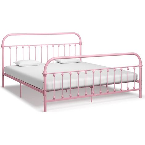 vidaXL Bed Frame without Mattress Pink Metal 180x200 cm Super King (1/5)