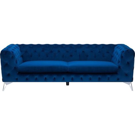 Sofa 3 Seater SOTRA Velvet Navy Blue