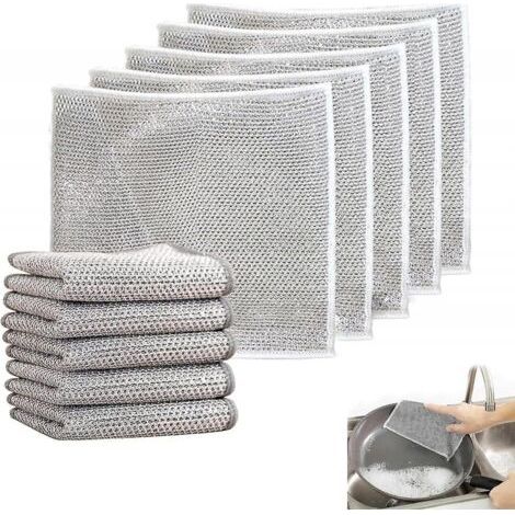 FENOPLASTICAChiffons à vaisselle en fil polyvalent, torchon en fil métallique anti-rayures pour épurateurs de vaisselle humides et secs réutilisables 10 pièces (1/5)