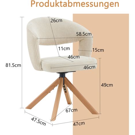 Lot de 2 chaises pivotantes rétro velours blanc crème pieds bois massif. Rotation 360° silencieuse dossier voûté pour salon. (1/5)