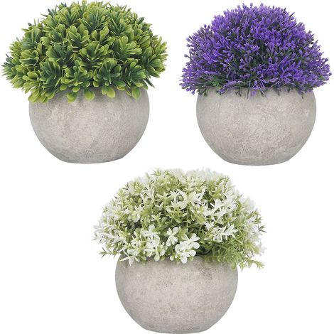 3 Pièces Plantes en Pot Artificielles Fausses Plantes Réalistes Base Ronde Durable Décor Simulé Facile d'Entretien pour Maison (1/5)