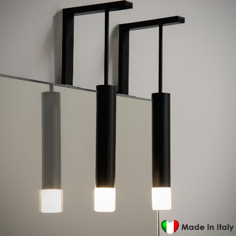 Coppia di Lampade Led COMPAB - Made In Italy Finitura Nero Opaco - Pendente 22.8 cm - 3 W - 230 Volt - Risparmio Energetico (1/4)