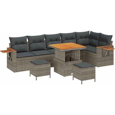Conjunto de sofá de jardín con cojín 9 pcs Gris 80 x 80 x 71 cm vidaXL (1/5)