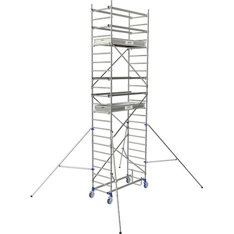 Tubesca Comabi – Échafaudage roulant aluminium 2 planchers – Hauteur de plancher 4,85 m – Charge max 200 kg/m² – Hauteur de travail 6,85 m (1/5)