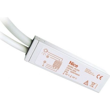 Nice – Récepteur radio pour motorisation RC200 – Alimentation 230V AC – Fréquence 433.92 MHz – Boîtier étanche et protégé