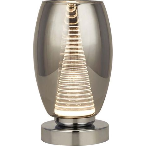 Nachttischlampe Tischlampe Tischleuchte Rauchglas Wohnzimmerlampe H 20,5 cm