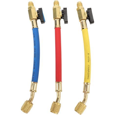 Ensemble de tuyaux de charge R134A R410A R22 R12, ensemble de tuyaux de réfrigération avec robinet à bille, code couleur pour l'entretien HVAC AC (1/5)