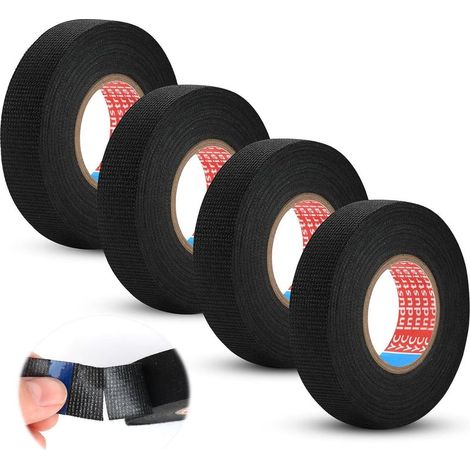 4 Pièces Ruban de Câbles Noir,19mm x 15m Résistant à la Chaleur Rubans,Ruban Adhésif Isolant,ÉLectrique Bande Isolant en Tissu,Ruban de Câblage Automobile,pour Ménage Voiture Moto Faisceaux de Câbles (1/5)