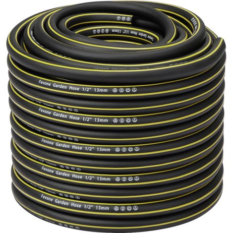 Tuyau arrosage 50m Tuyaux d'arrosage 13mm(1/2 Zoll) 4 couches 25 Bar Robuste et durable Portable Outdoor Compressor Tuyau d'arrosage Flexible Robuste Gurable Anti-courbure Noir/jaune (1/5)