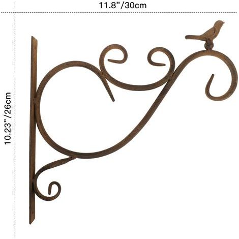 Support Plante Mural Balcon, Lot de 2 Rétro Européen Forme d\'Oiseau, Crochet de Suspension en Fer Forgé, pour lanternes à paniers avec Vis, Décor Extérieur pour Balcon de Jardin-couleur rouille-Fei Y (1/5)