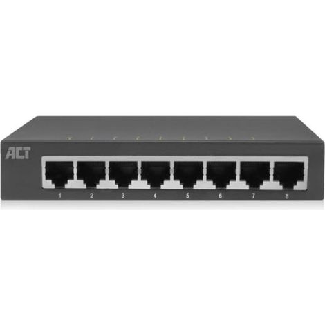 ACT 10/100/1000 Mbps Netzwerk-Switch 8 Ports - Metallgehäuse (1/5)