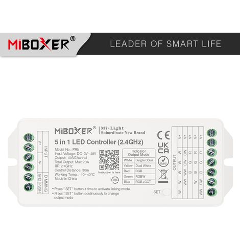 PR5 5-in-1 LED strip controller (monochrome, dual color temperature, RGB, RGBW, RGBCCT)
