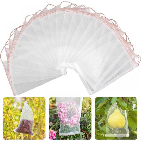 50Pcs Fruits Sac De Protection Jardin Maille Sac GuêPe Protection Organza Sac Avec Cordon De Serrage Pour ProtéGer Contre Le Vinaigre De Cerise Mouche GuêPe Nourrir Les Oiseaux Insectes 25X15cm (1/4)