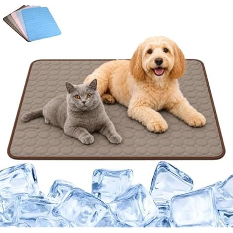 Générique Tapis Rafraîchissant pour Chat et Chien Coussin Rafraîchissant pour Animaux avec Couverture Fraîche Matelas Rafraisssissant pour Panier, Cage (Café, XXL) (1/5)