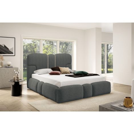 Polsterbett Schlafzimmerbett JORDAN 120x200cm Komplettset in Stoff Doha Dunkelgrau