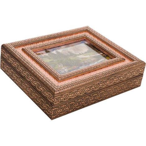 Joyero de metal repujado cobrizo 30x25x7,5 (1/5)