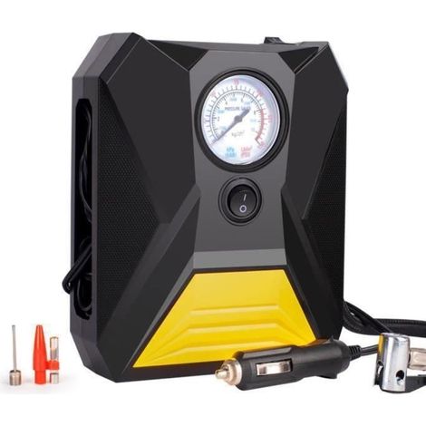 Gonfleur Pneus Voiture,12V Compresseur d'Air Portable,Pompe à Pneu électrique avec Manomètre et Lumière LED,pour La Voiture,Le Vélo (1/4)