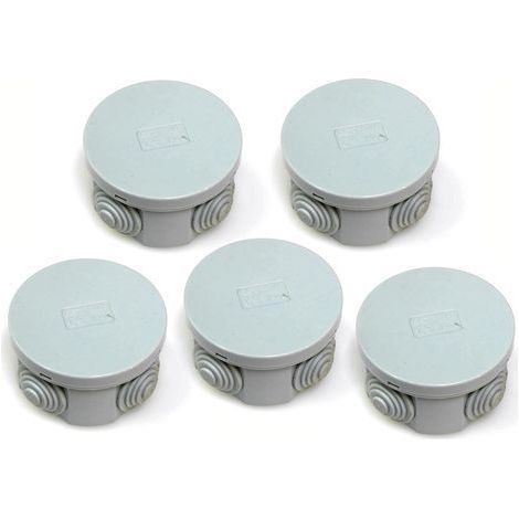 Lot de 5 boîtes de dérivation IP44 Œillets en Caoutchouc et Couvercle à Clipser 65 x 30 mm (1/2)