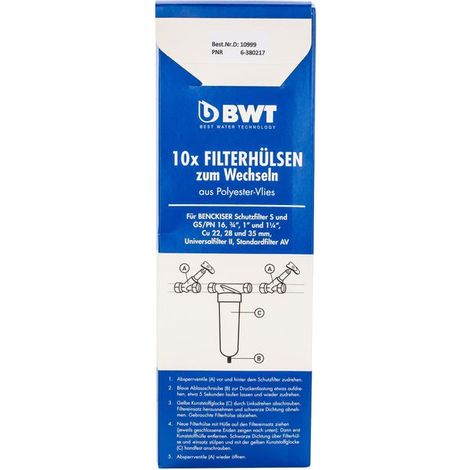 BWT Caja de recambio con vellón filtrante de repuesto DN20-32, contenido 10 vellones, 10999E