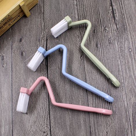 3-teiliges WC-Randbürsten-Set, V-förmiger Kunststoff, gebogen (1/4)