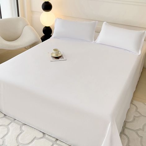 3-teiliges Bettwäsche-Set aus weicher Baumwolle im Instagram-Stil - Bettbezug 220x230 cm + 2 Kissenbezüge, einfarbig und schlicht, für Schlafzimmer oder Wohnheim (Cremeweiß)-lsw