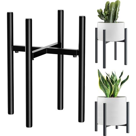 Support Plantes Interieur, Réglable 24-36 cm, Noir Porte Métal, Universel Support pour plantes pour l'intérieur et l'extérieur, adapté aux pots de fleurs de 20 à 30 cm (1/5)