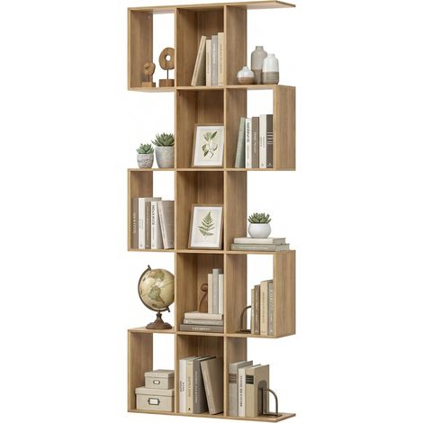 HOMCOM Libreria Scaffale in Legno con 15 Compartimenti, Rovere