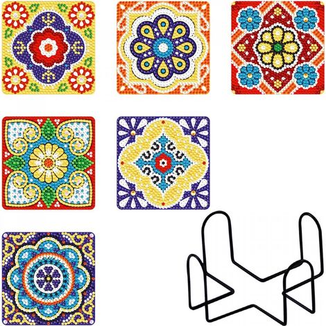 Bordado de diamantes - Posavasos - Cuadrado 6 piezas - Mandalas 4 (1/5)