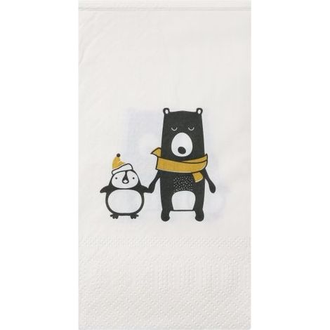 Eglo Servietten Pinguin & Bär Belbari weiß/schwarz 16 x 8 cm - 20er Pack Servietten (1/3)