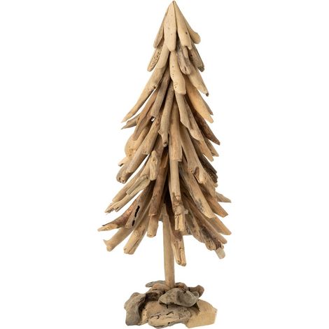Sapin de Noël en Bois Flotté "Chalet" 70cm Naturel (1/4)