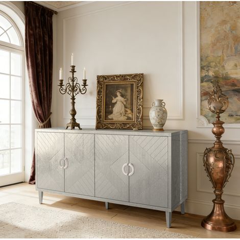 Buffet 152/40/82,5 cm champagne avec 4 portes et pieds en pin (1/5)