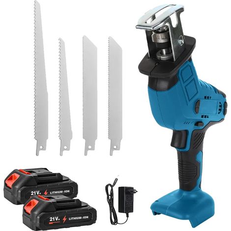 Scie sabre électrique sans fil, 0-3000 tr/min, profondeur de coupe dans le bois de 100 mm, poignée ergonomique (1/2)