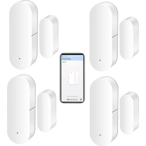 Capteur de porte WiFi : détecteurs intelligents d'ouverture/fermeture de porte, capteur de fenêtre sans fil avec alerte de notification par application, capteur de contact pour la sécurité de la (1/5)