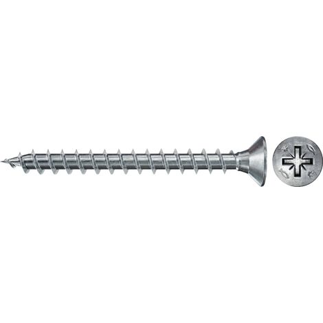Vis PowerFast FPF II CZF 3,0x20 à Tête fraisée, empreinte PZ, zingué blanc, filetage total - Boîte de 300