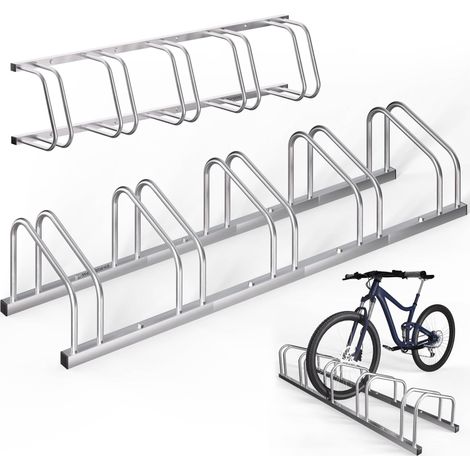 MONZANA® Fahrradständer für 2-6 Fahrräder 30-65 mm Reifenbreite rostfreier Stahl selbstsichernde Schrauben Mehrfachständer Fahrradhalter Aufstellständer  5 Fahrräder