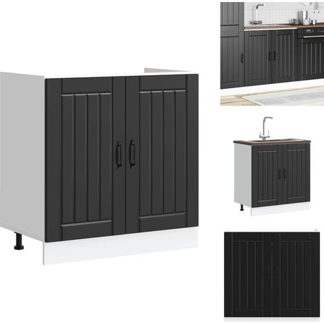 Meuble de base de lavabo Lucca noir bois d'ingénierie - Meuble Bas Du Lavabo - Meubles Bas Du Lavabo - Meuble Bas De Cuisine - Meuble Bas Du Lavabo Pour Cuisine (1/5)