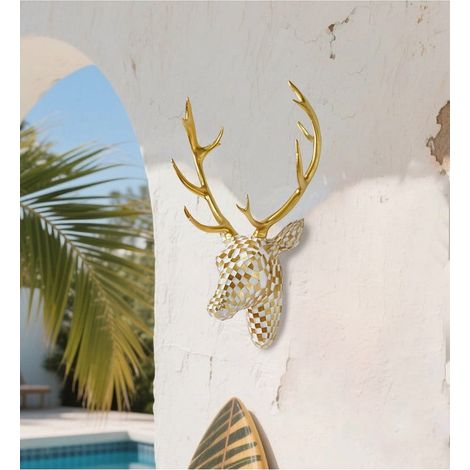 Tête De Cerf Murale - Sculpture Abstraite En Mosaïque - Décoration Murale Pour Salon Ou Bureau - 1 Pièce (1/5)