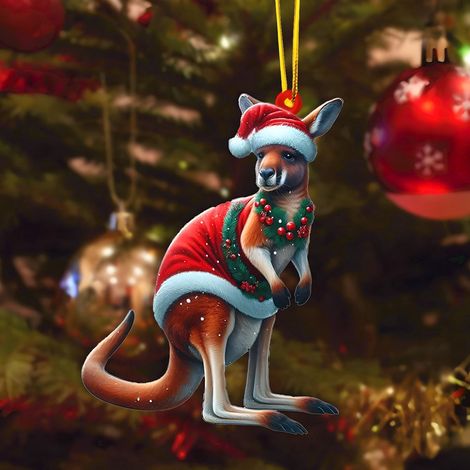 Guirlande De Noël Kangourou - Décoration Arbre De Noël En Acrylique - Ornements Accrochables Pour Animaliers - Lot De 1 (1/5)