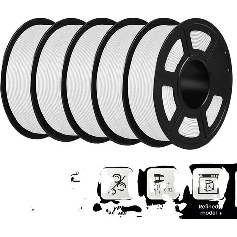 Filament PLA, Écologique, Haute Compatibilité, MATTE Blanc 5Roll (1/2)