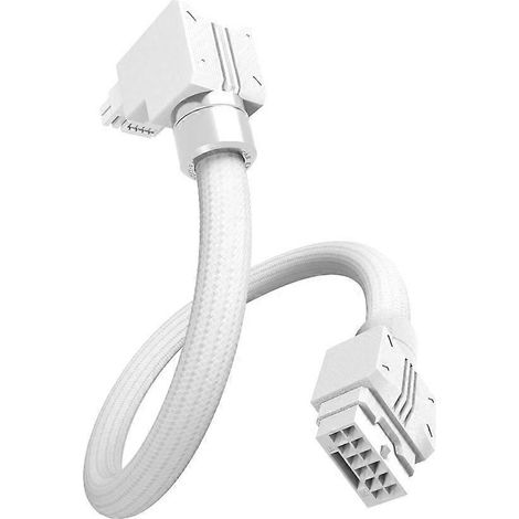 Compatible avec les cartes graphiques RTX 40/50 séries ARGB 12VHPWR 16 broches, câble d'extension d'alimentation PCIe 5.1 à 90°, blanc standard. (1/5)