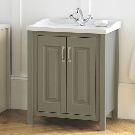 Chiltern Traditional 600mm Freestanding 2 Door Vanity Basin Unit Stone Grey (1/5)