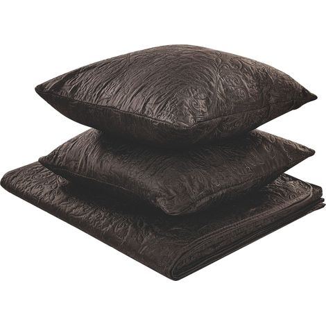 Ensemble Couvre-lit et Coussins Jeté de lit à Motif Gaufré 160 x 220 cm Marron Rayen (1/5)