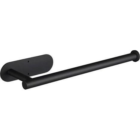 Lntyq Porte-essuie-tout - Noir, rouleaux d'essuie-tout - pour cuisine, papier en vrac - autocollant sous armoire, acier inoxydable (1/4)