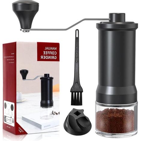 Moulin à café manuel en acier inoxydable avec broyeur conique en céramique réglable - Compatible avec Aeropress, expresso, cafetière à piston, cafetière italienne et cafetière italienne