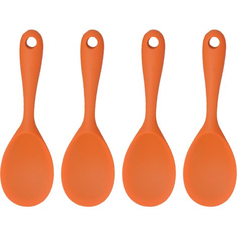 Ensemble de cuillères à riz en silicone, antiadhésives et résistantes à la chaleur, pour le riz, la purée de pommes de terre et plus encore (Orange)