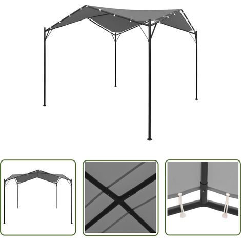The Living Store Tonnelle 4 x 4 m Anthracite - Tente D'extérieur - Abri Jardin - Tonnelle Pliable - Parasol - Gazebo (1/5)