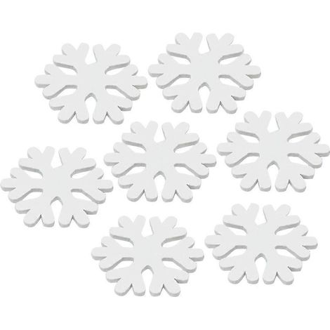 100 mini flocons de neige blancs en bois pour décorations de Noël-100pcs-White