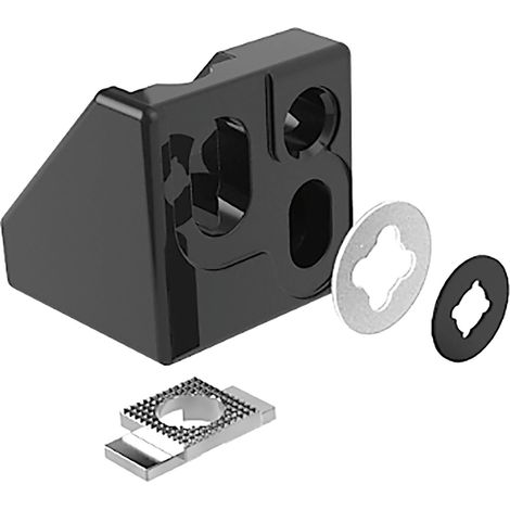 Fath Flächenhaltebock Uni 40 Item Sytem zur Befestigung hoher Belastungen bis 2000 N für Flächenelementen an Aluprofilen mit Nut 8, schwarz - 10 Stück (1/5)