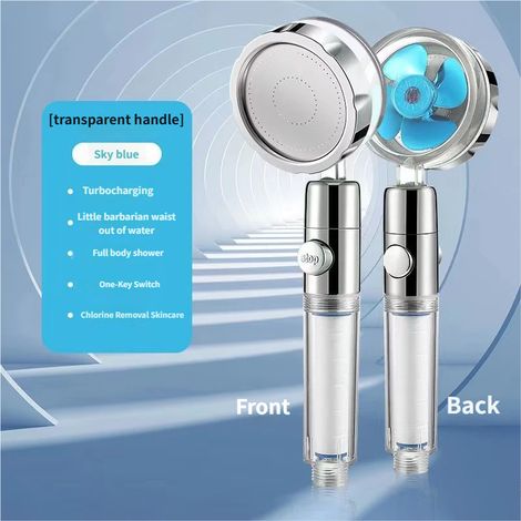 Pommeau de douche à hélice haute pression - filtre à économie d'eau - régulateur de puissance avec interrupteur d'arrêt - buse à angle réglable (1/5)
