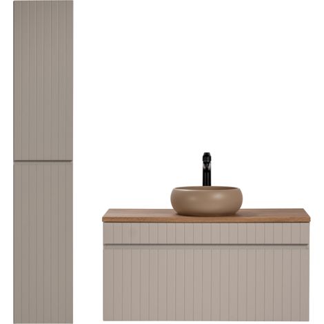 Ensemble meuble vasque à poser + colonne - 80 cm - Emblematic Cashmere - Livraison gratuite